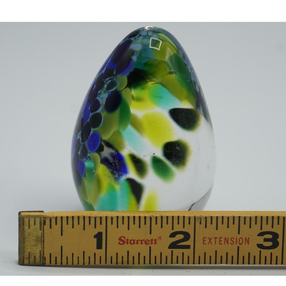 Glass Eye Studio Multicolor Iridescent Egg Shape Paperweight GES 2010 - Picture 4 of 5